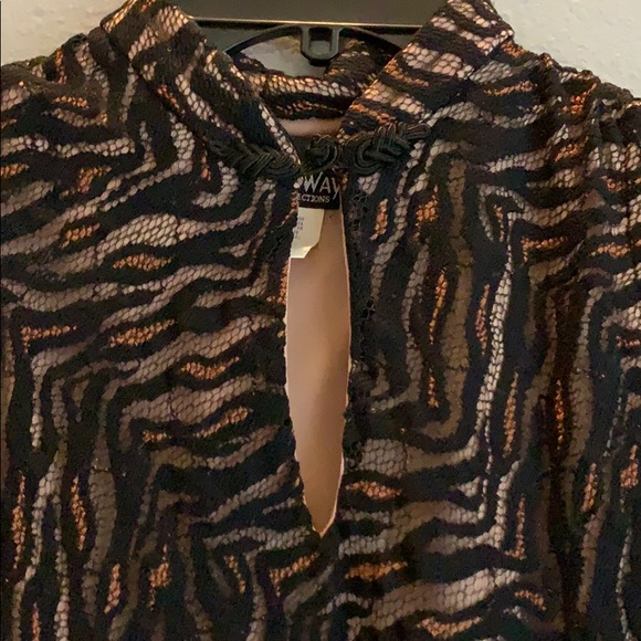 long printed dress black and nude - Picture 3 of 4